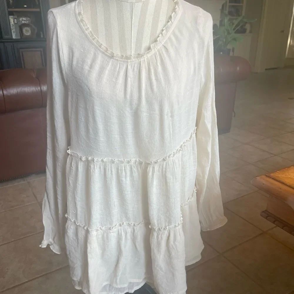 Cream Ruffle Tunic